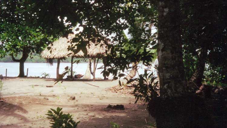 View from behind the main beach showing palapa